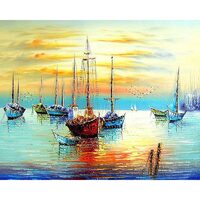 Kit pictura pe numere cu peisaje acvatice, 40x50 cm, In a meeting on the ocean, PPT78