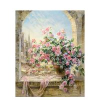 Kit pictura pe numere cu flori, 40x50 cm, Veranda, PPT83