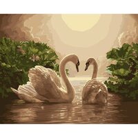 Kit pictura pe numere cu pasari, 40x50 cm, Swans, PPT87