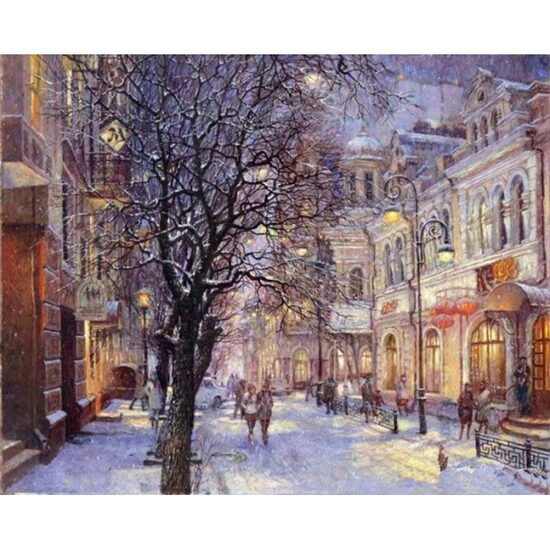 Kit pictura pe numere cu iarna, 40x50 cm, Winter`s silence, PPT88