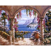 Kit pictura pe numere cu peisaje, 40x50 cm, Blue view, PPT92