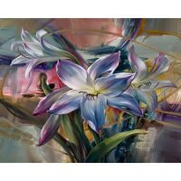 Kit pictura pe numere cu flori, 40x50 cm, Lily, PPT95
