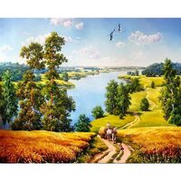 Kit pictura pe numere cu peisaje, 40x50 cm, Countryside, PPT103