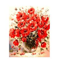 Kit pictura pe numere cu flori, 40x50 cm, Poppies in a vase, PPT116