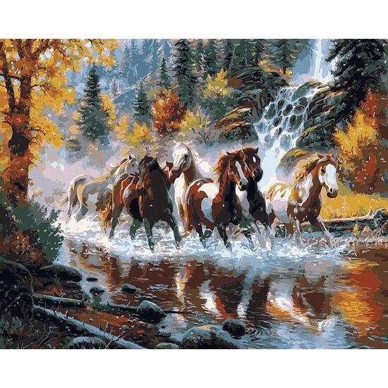 Kit pictura pe numere cu animale, 40x50 cm, Waterfall, PPT120