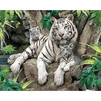 Kit pictura pe numere cu animale, 40x50 cm, Family tiger, PPT130