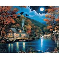 Kit pictura pe numere cu peisaje, 40x50 cm, Perfect night, PPT135