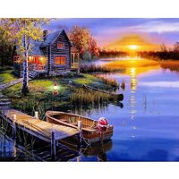 Kit pictura pe numere cu peisaje, 40x50 cm, Sunset, PPT150