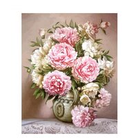 Kit pictura pe numere cu flori, 40x50 cm, Peonies mix, PPT152