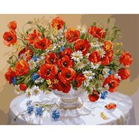 Kit pictura pe numere cu flori, 40x50 cm, Bouquet from the field, PPT158