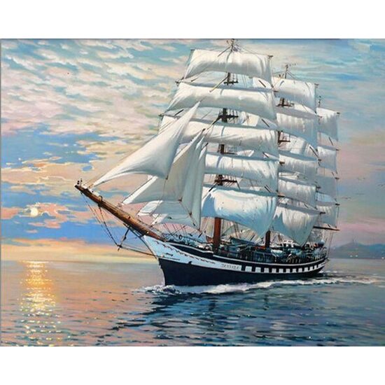 Kit pictura pe numere cu vapoare, 40x50 cm, Sails up, PPT163