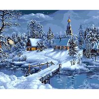 Kit pictura pe numere cu iarna, 40x50 cm, Winter holidays, PPT169
