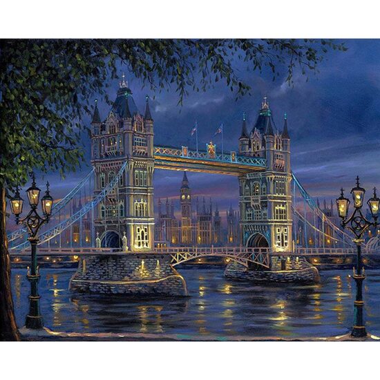 Kit pictura pe numere cu orase, 40x50 cm, Tower Bridge, PPT179