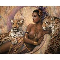 Kit pictura pe numere cu oameni, 40x50 cm, Gold skin, PPT183