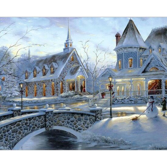 Kit pictura pe numere cu iarna, 40x50 cm, Christmas light, PPT185