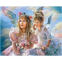 Kit pictura pe numere cu tema religioasa, 40x50 cm, Little Angels, PPT192