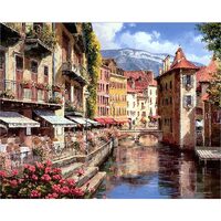 Kit pictura pe numere cu orase, 40x50 cm, Buildings, PPT207