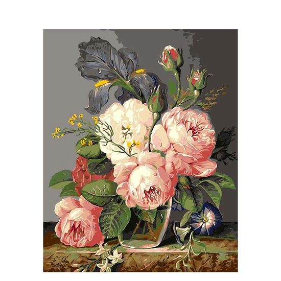 Kit pictura pe numere cu flori, 40x50 cm, PPT208