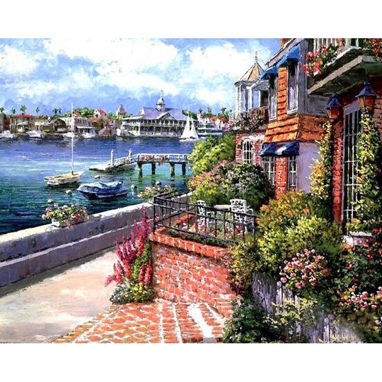 Kit pictura pe numere cu peisaje, 40x50 cm, PPT210