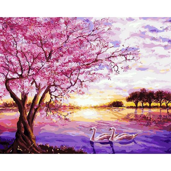 Kit pictura pe numere cu pasari, 40x50 cm, PPT275