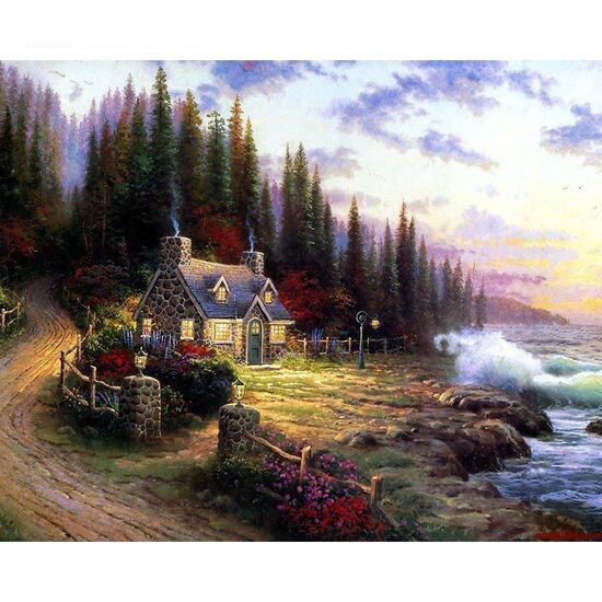 Kit pictura pe numere cu peisaje, 40x50 cm, PPT286