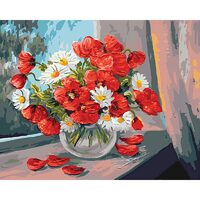 Kit pictura pe numere cu flori, 40x50 cm, PPT292