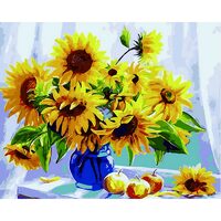 Kit pictura pe numere cu flori, 40x50 cm, PPT293