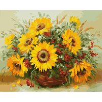 Kit pictura pe numere cu flori, 40x50 cm, PPT304