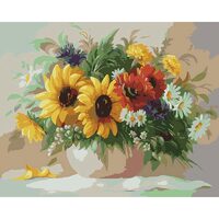 Kit pictura pe numere cu flori, 40x50 cm, PPT344