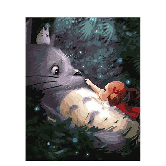 Kit pictura pe numere cu animale si oameni, 40x50 cm, PPT346