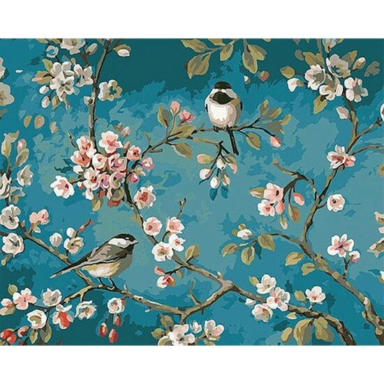Kit pictura pe numere cu flori, 40x50 cm, PPT350
