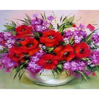 Kit pictura pe numere cu flori, 40x50 cm, PPT483