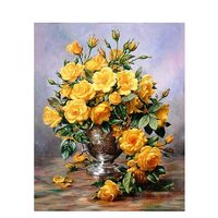 Kit pictura pe numere cu flori, 40x50 cm, PPT494