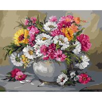 Kit pictura pe numere cu flori, 40x50 cm, PPT505