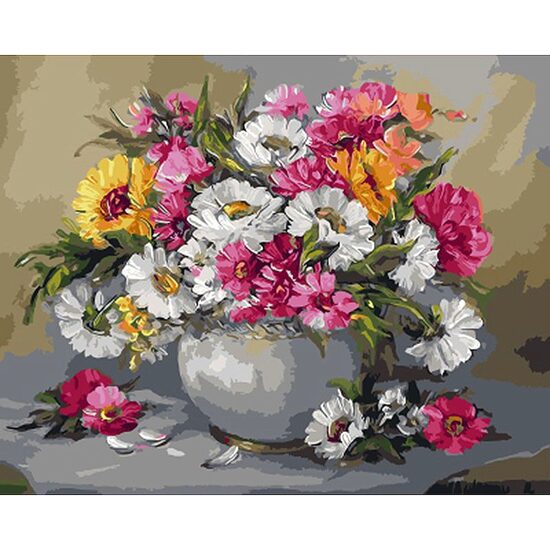 Kit pictura pe numere cu flori, 40x50 cm, PPT505