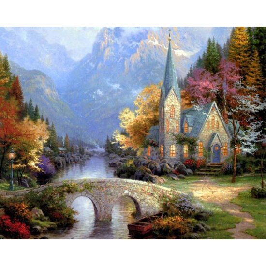 Kit pictura pe numere cu peisaje, 40x50 cm, PPT567