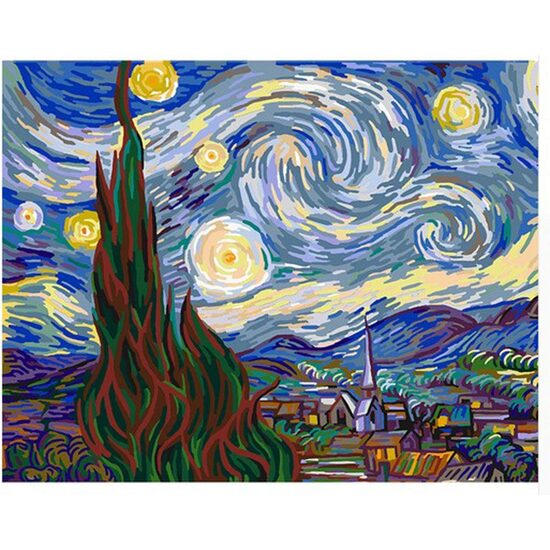 Kit pictura pe numere cu personalitati si picturi celebre, 40x50 cm, PPT590