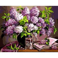 Kit pictura pe numere cu flori, 40x50 cm, PPT597