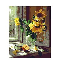 Kit pictura pe numere cu flori, 40x50 cm, PPT607