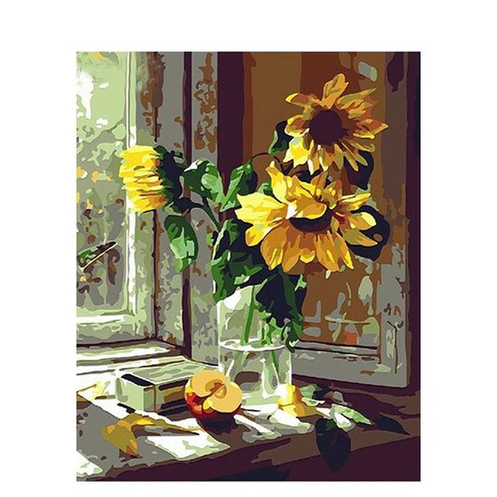Kit pictura pe numere cu flori, 40x50 cm, PPT607