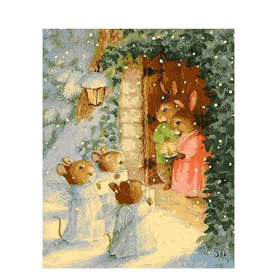 Kit pictura pe numere cu peisaje de iarna, 40x50 cm, PPT611