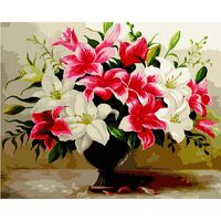 Kit pictura pe numere cu flori, 40x50 cm, PPT615