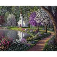 Kit pictura pe numere cu peisaje, 40x50 cm, PPT626