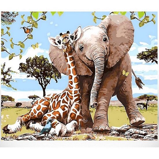 Kit pictura pe numere cu animale, 40x50 cm, PPT629
