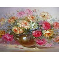 Kit pictura pe numere cu flori, 40x50 cm, PPT635