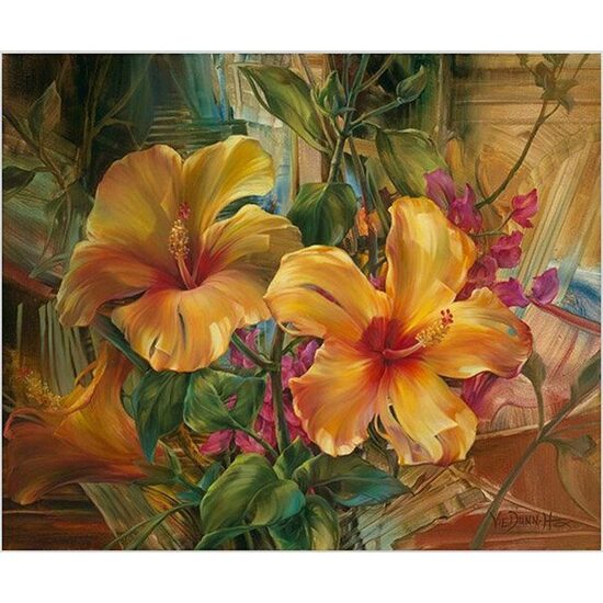 Kit pictura pe numere cu flori, 40x50 cm, PPT642