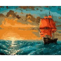 Kit pictura pe numere cu vapoare, 40x50 cm, PPT690
