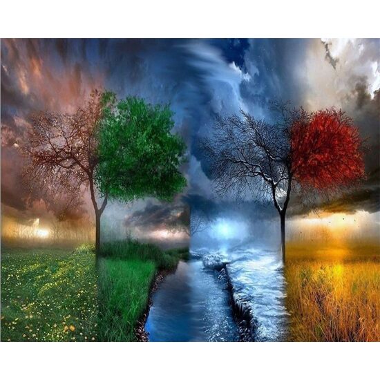 Kit pictura pe numere cu peisaje, 40x50 cm, PPT802