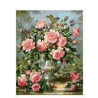 Kit pictura pe numere cu flori, 40x50 cm, PPT820