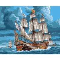 Kit pictura pe numere cu vapoare, 40x50 cm, PPT823